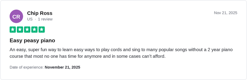 5-star Trustpilot review by Chip Ross for Ridley Academy