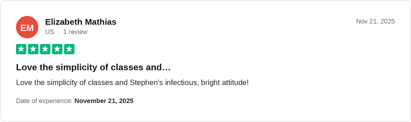 5-star Trustpilot review by Elizabeth Mathias for Ridley Academy
