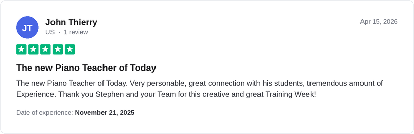 5-star Trustpilot review by John Thierry for Ridley Academy
