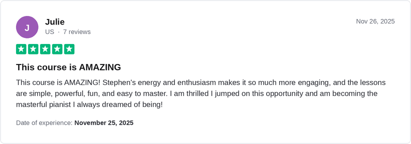 5-star Trustpilot review by Julie for Ridley Academy