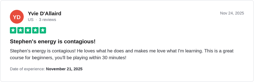 5-star Trustpilot review by Yvie D'Allaird for Ridley Academy